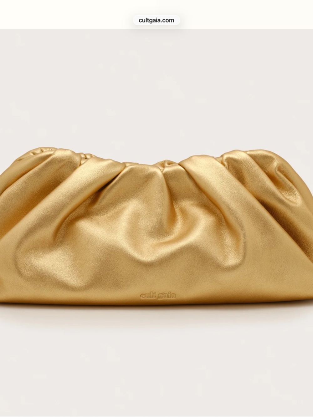 Cult Gaia Metallic Gold Ruched Pouch Clutch